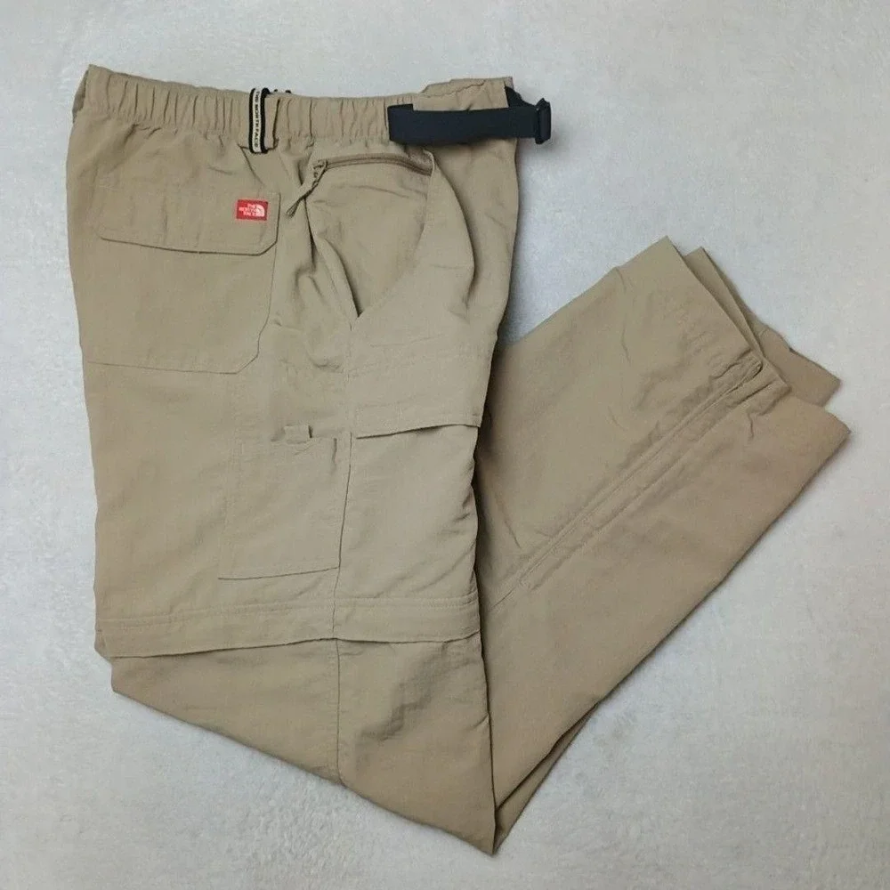 North Face Pants Mens Large Beige Cargo Nylon Convertible Outdoor Hiking Fishing